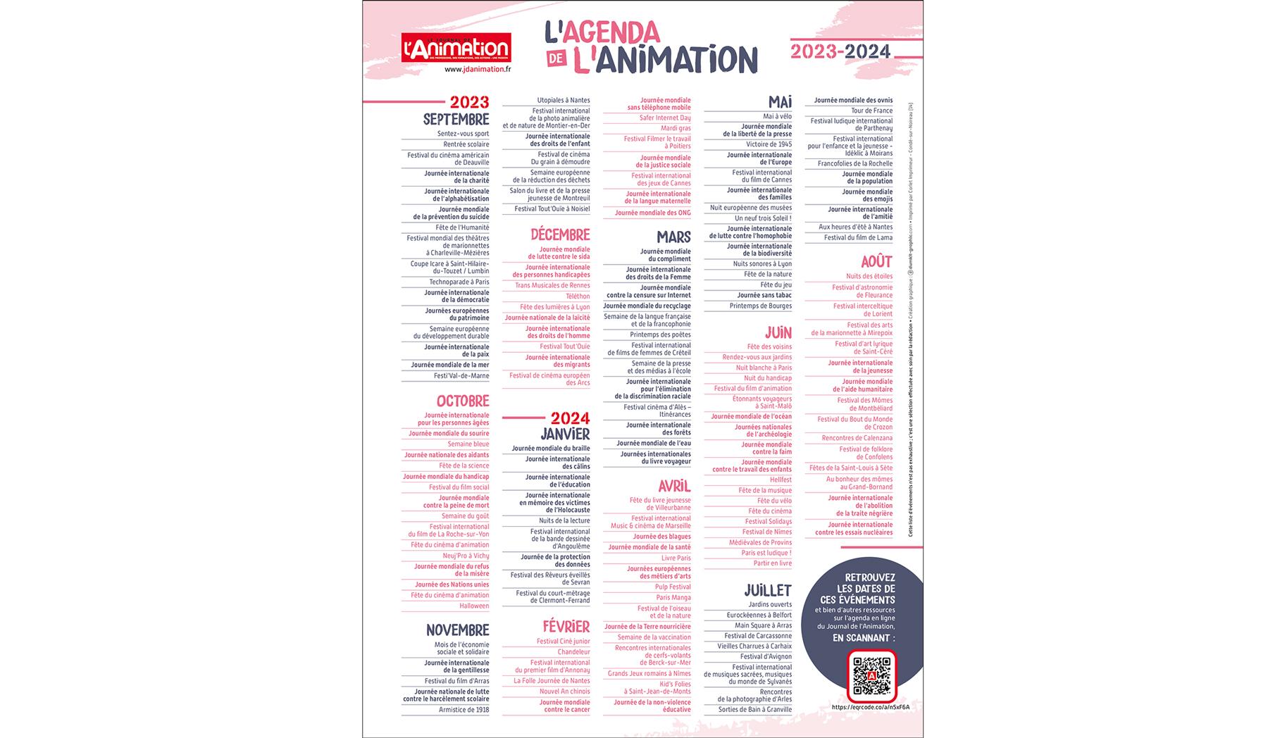 L'Agenda de l'animation 2023-2024